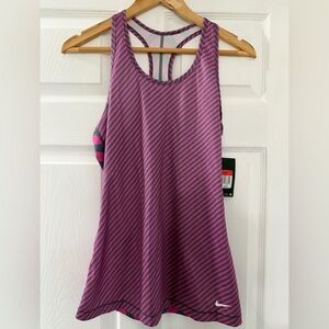 Nike Pink and Gray Striped Tank Top